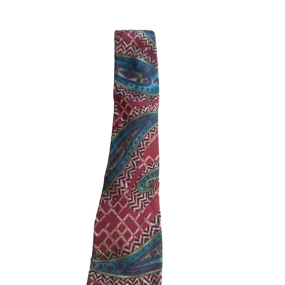 Pal Zileri Designer Italian Neck Tie Paisley Geometric Classic Length 3.5" - Picture 4 of 7